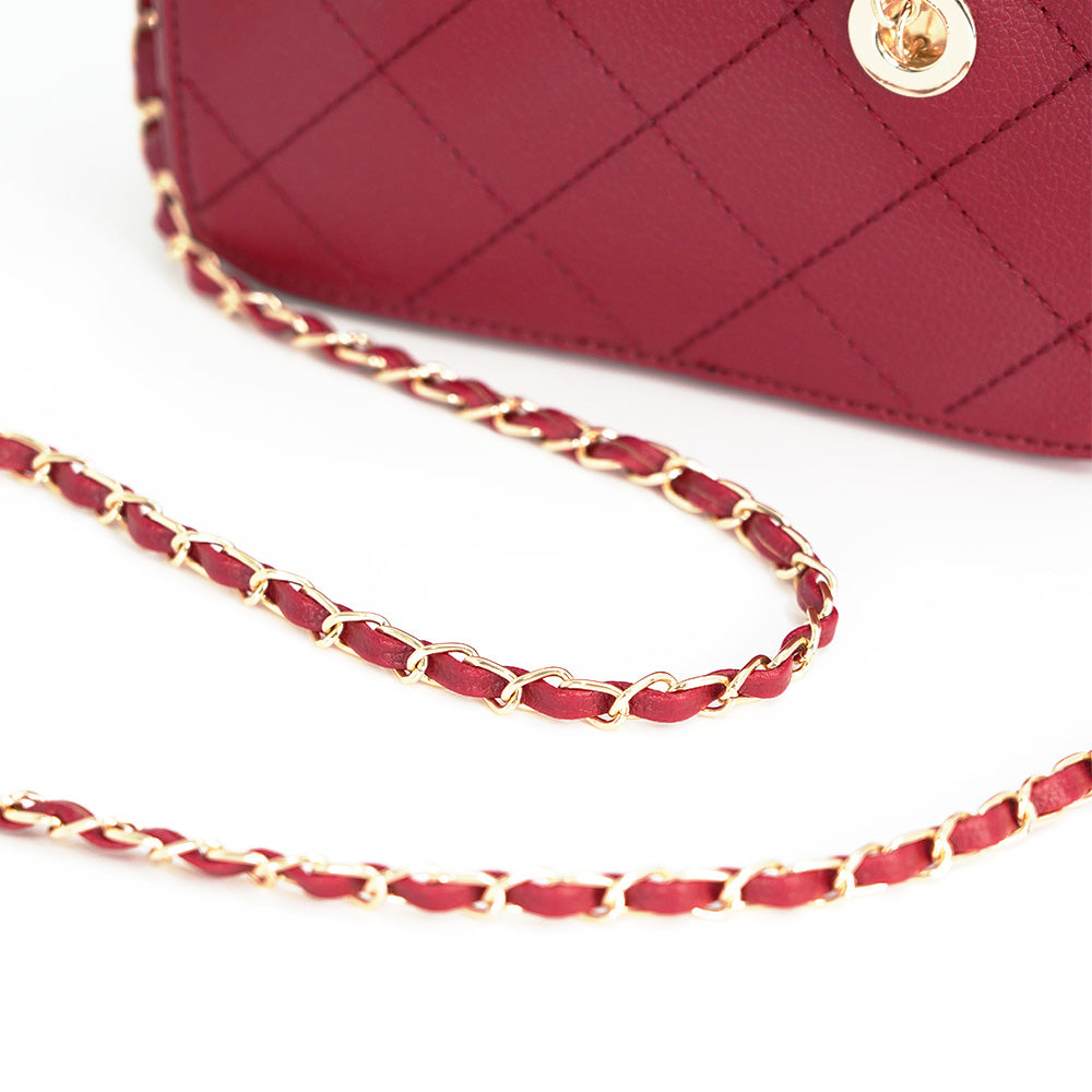 ★ハンドメイド★ ミニチュア 2wayキルティングバッグS レッド ドール用 ☆ハンドメイド☆ ミニチュア 2wayキルティングバッグS レッド